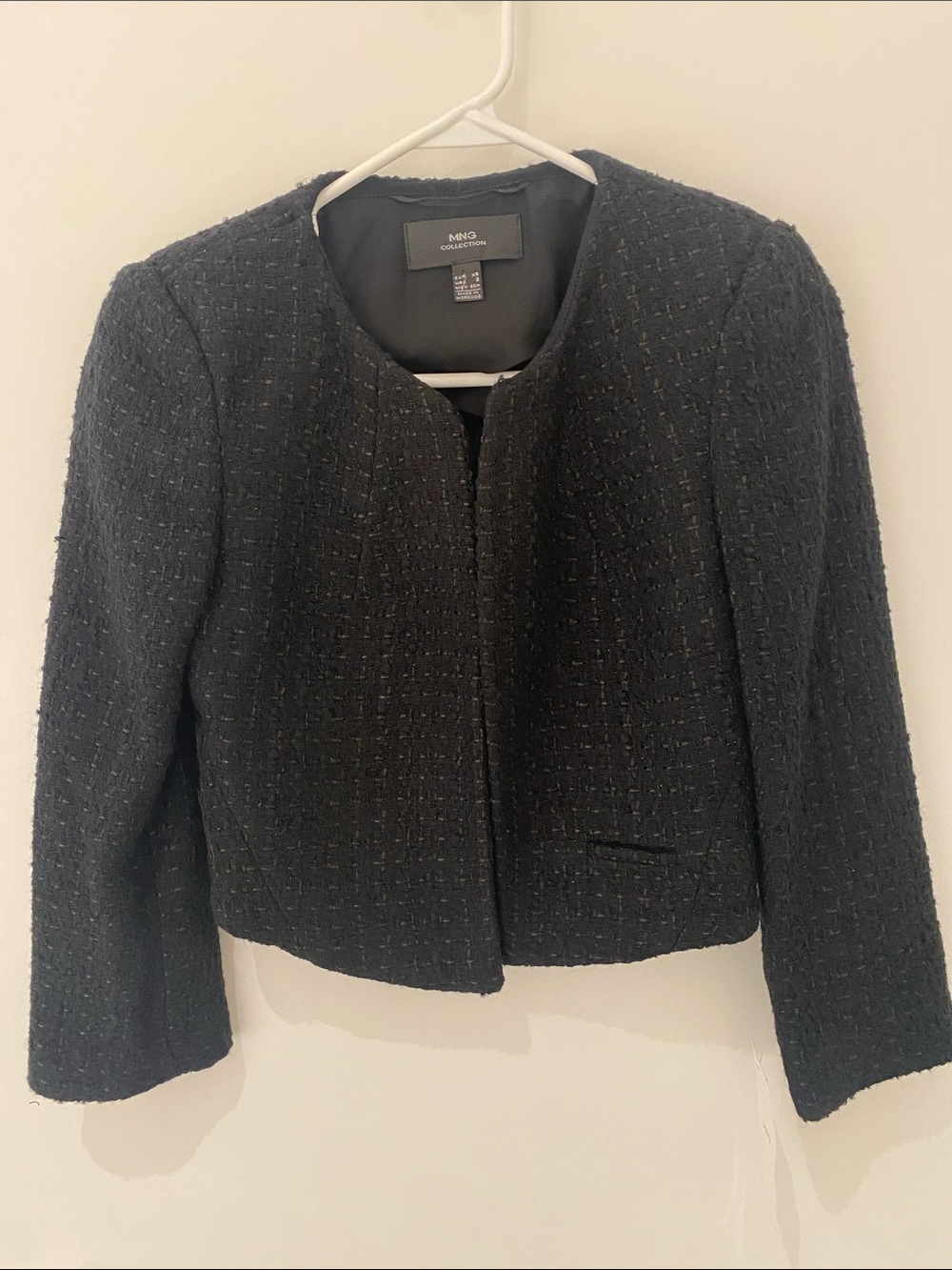 NWT MNG Collection Boucle Bolero Jacket Black 3/4 Sleeve Size 2